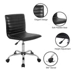 Ergonomic Armless Leather Swivel Office Chair for Home Study Comfort
