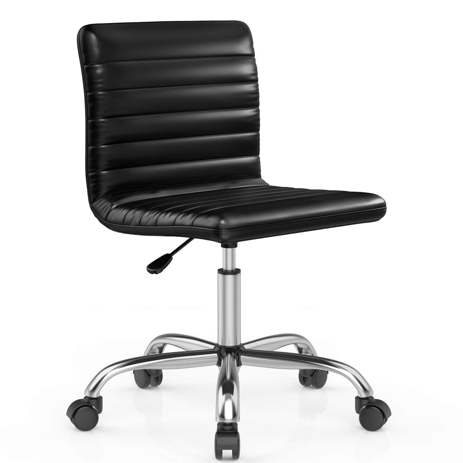 Ergonomic Armless Leather Swivel Office Chair for Home Study Comfort
