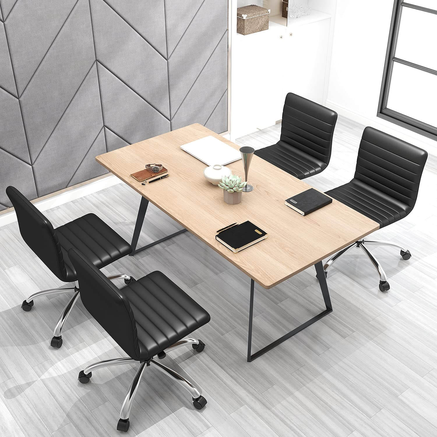 Ergonomic Armless Leather Swivel Office Chair for Home Study Comfort