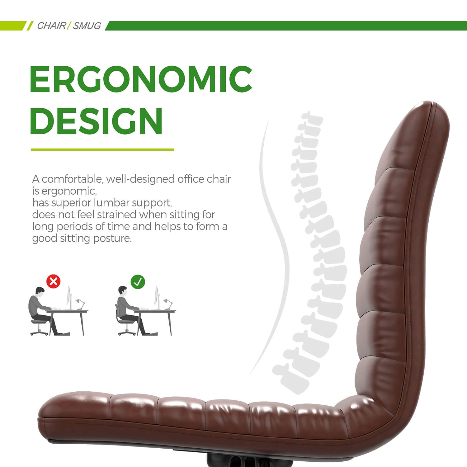 Ergonomic Armless Leather Swivel Office Chair for Home Study Comfort