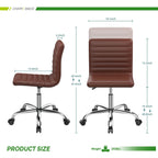 Ergonomic Armless Leather Swivel Office Chair for Home Study Comfort