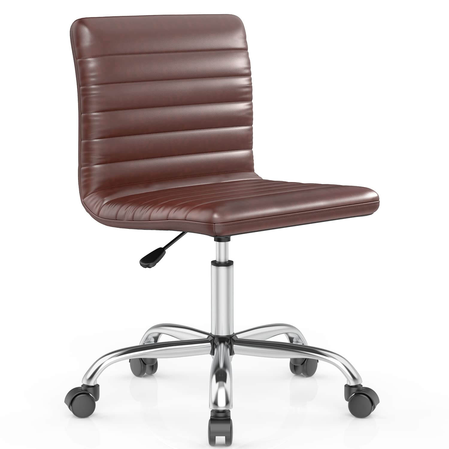 Ergonomic Armless Leather Swivel Office Chair for Home Study Comfort