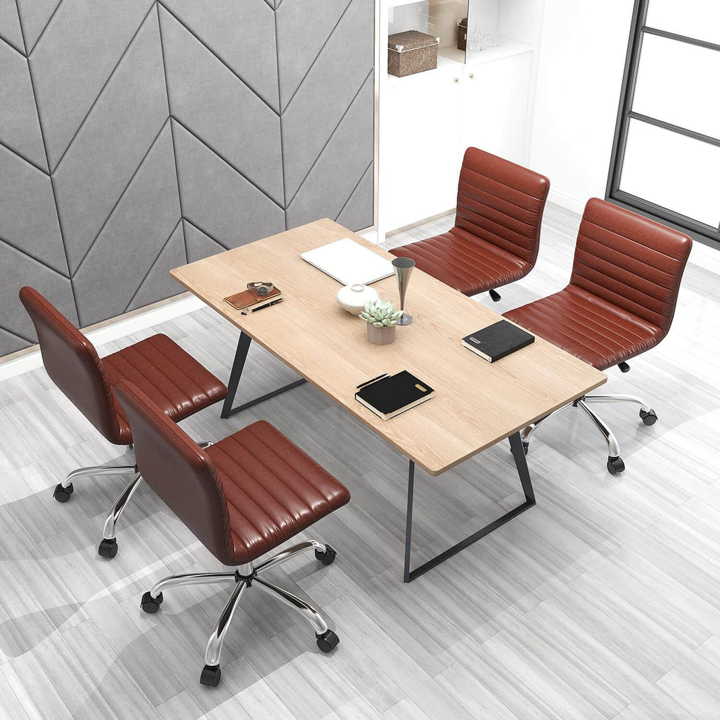 Ergonomic Armless Leather Swivel Office Chair for Home Study Comfort