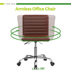 Ergonomic Armless Leather Swivel Office Chair for Home Study Comfort