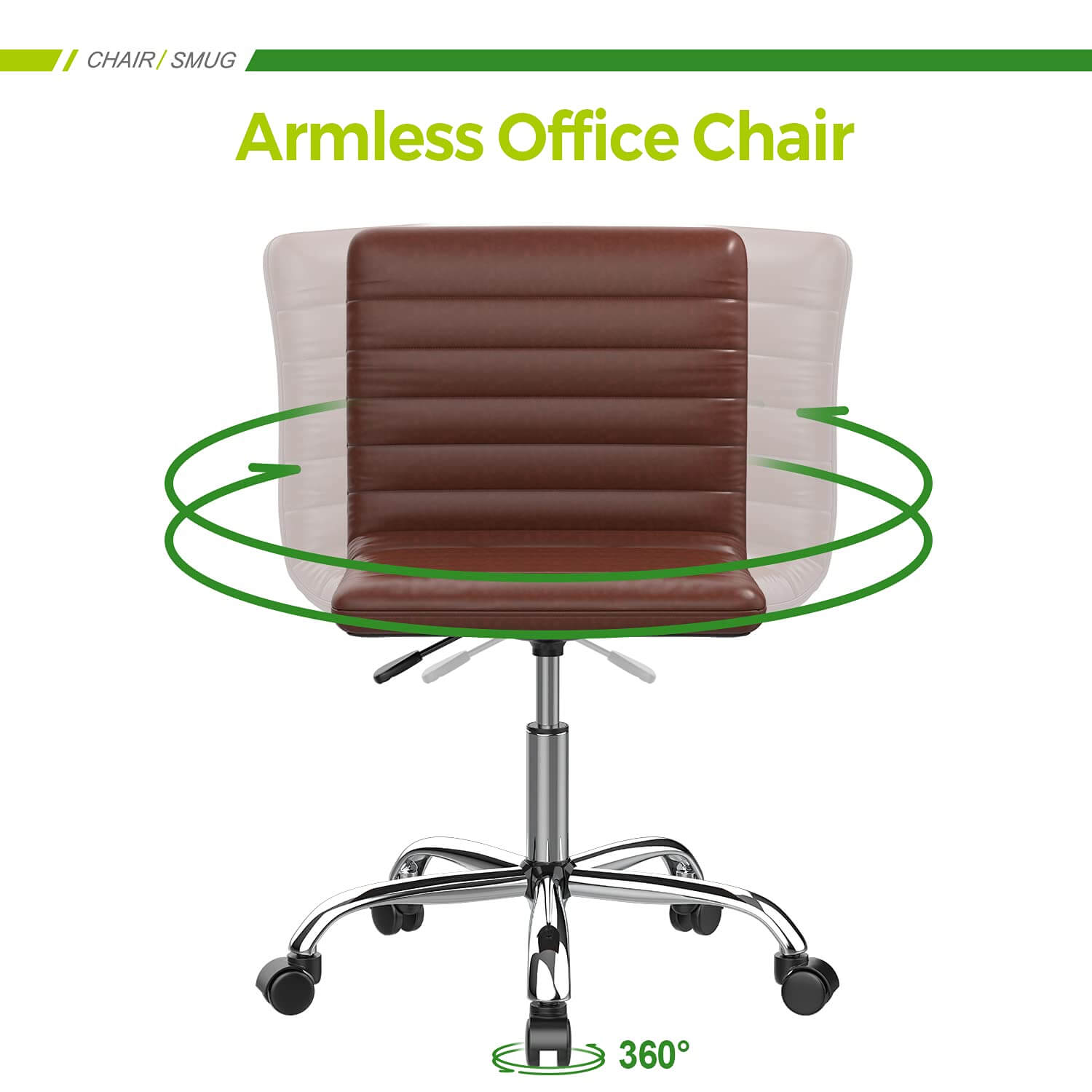 Ergonomic Armless Leather Swivel Office Chair for Home Study Comfort