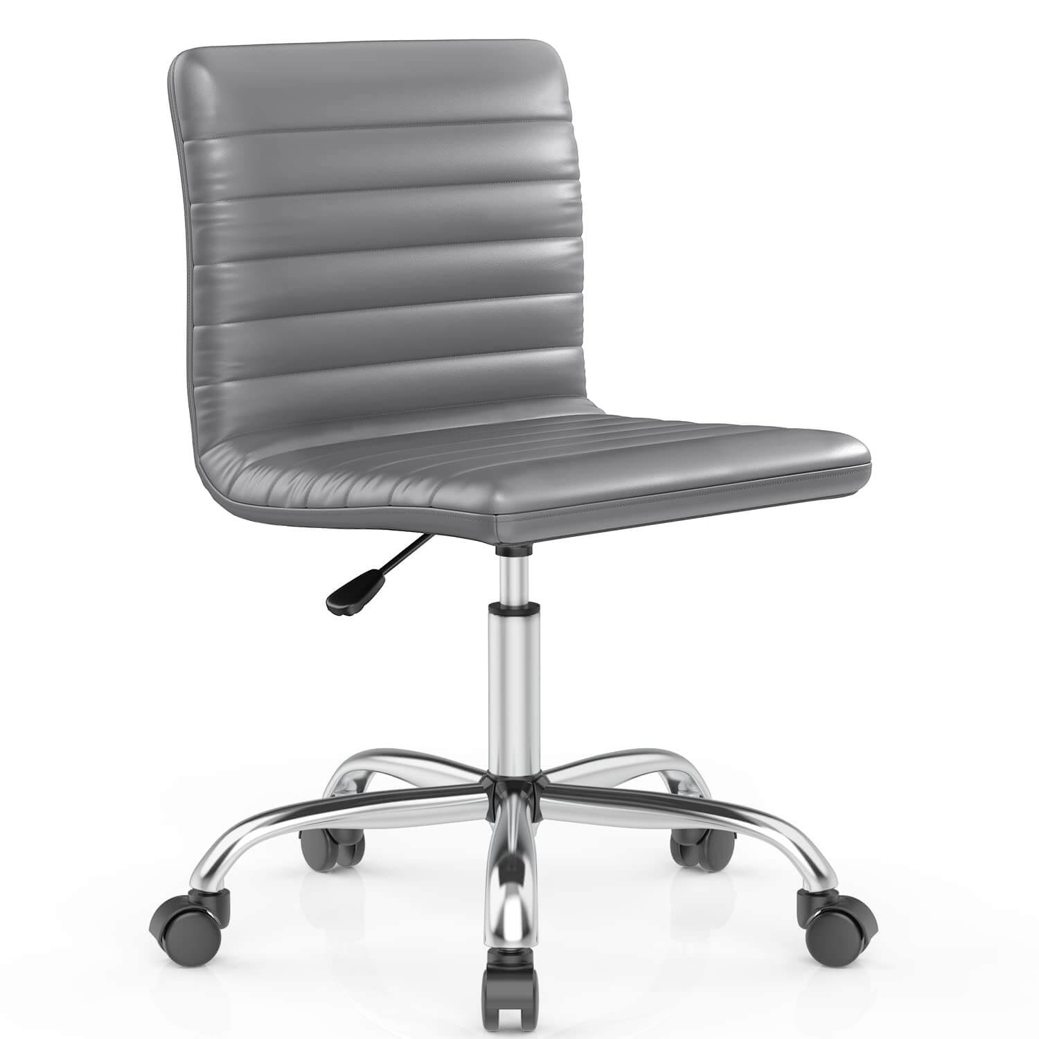 Ergonomic Armless Leather Swivel Office Chair for Home Study Comfort