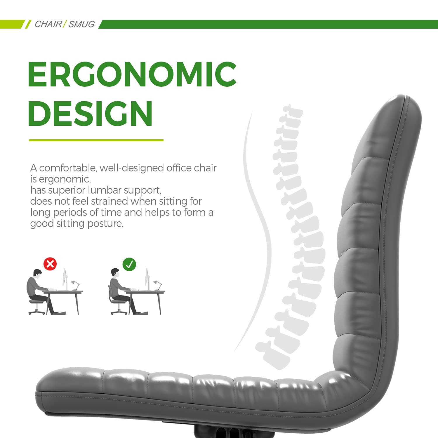 Ergonomic Armless Leather Swivel Office Chair for Home Study Comfort
