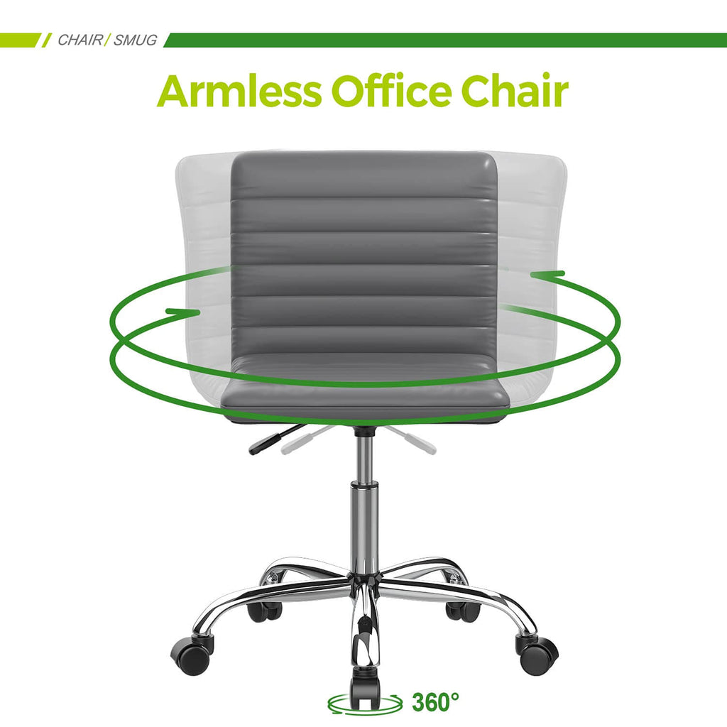 Ergonomic Armless Leather Swivel Office Chair for Home Study Comfort