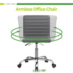 Ergonomic Armless Leather Swivel Office Chair for Home Study Comfort