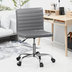 Ergonomic Armless Leather Swivel Office Chair for Home Study Comfort