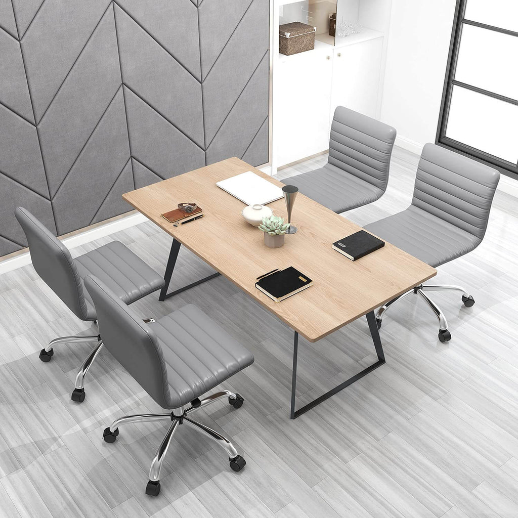 Ergonomic Armless Leather Swivel Office Chair for Home Study Comfort