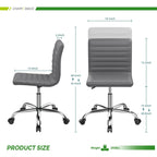 Ergonomic Armless Leather Swivel Office Chair for Home Study Comfort