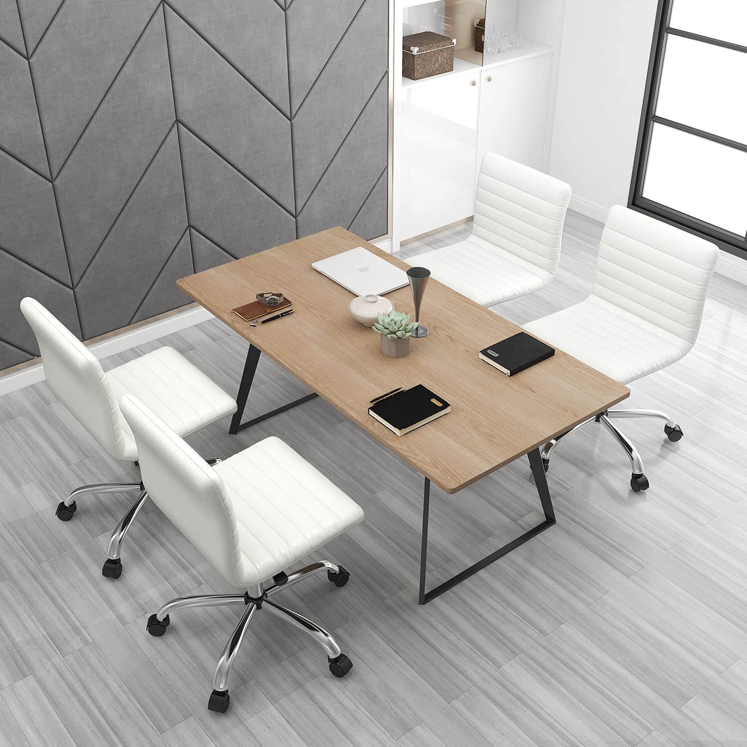 Ergonomic Armless Leather Swivel Office Chair for Home Study Comfort
