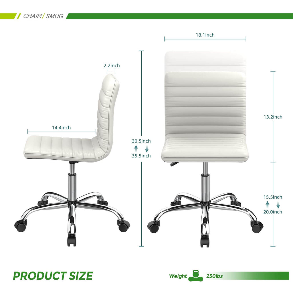 Ergonomic Armless Leather Swivel Office Chair for Home Study Comfort