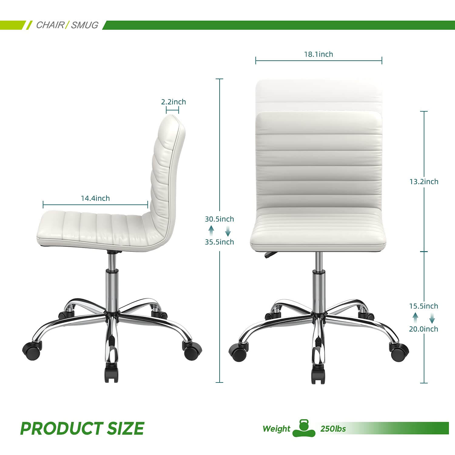 Ergonomic Armless Leather Swivel Office Chair for Home Study Comfort
