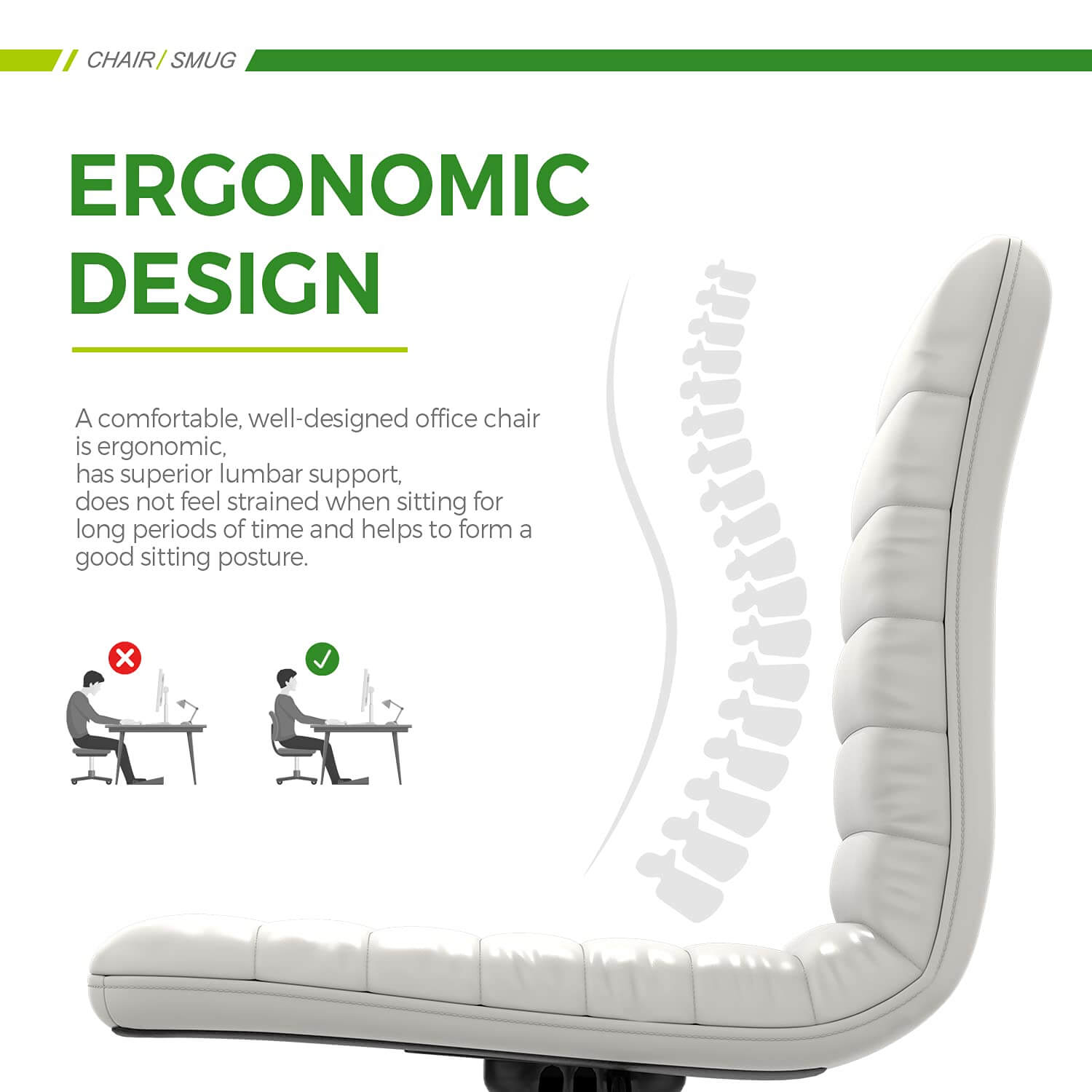 Ergonomic Armless Leather Swivel Office Chair for Home Study Comfort