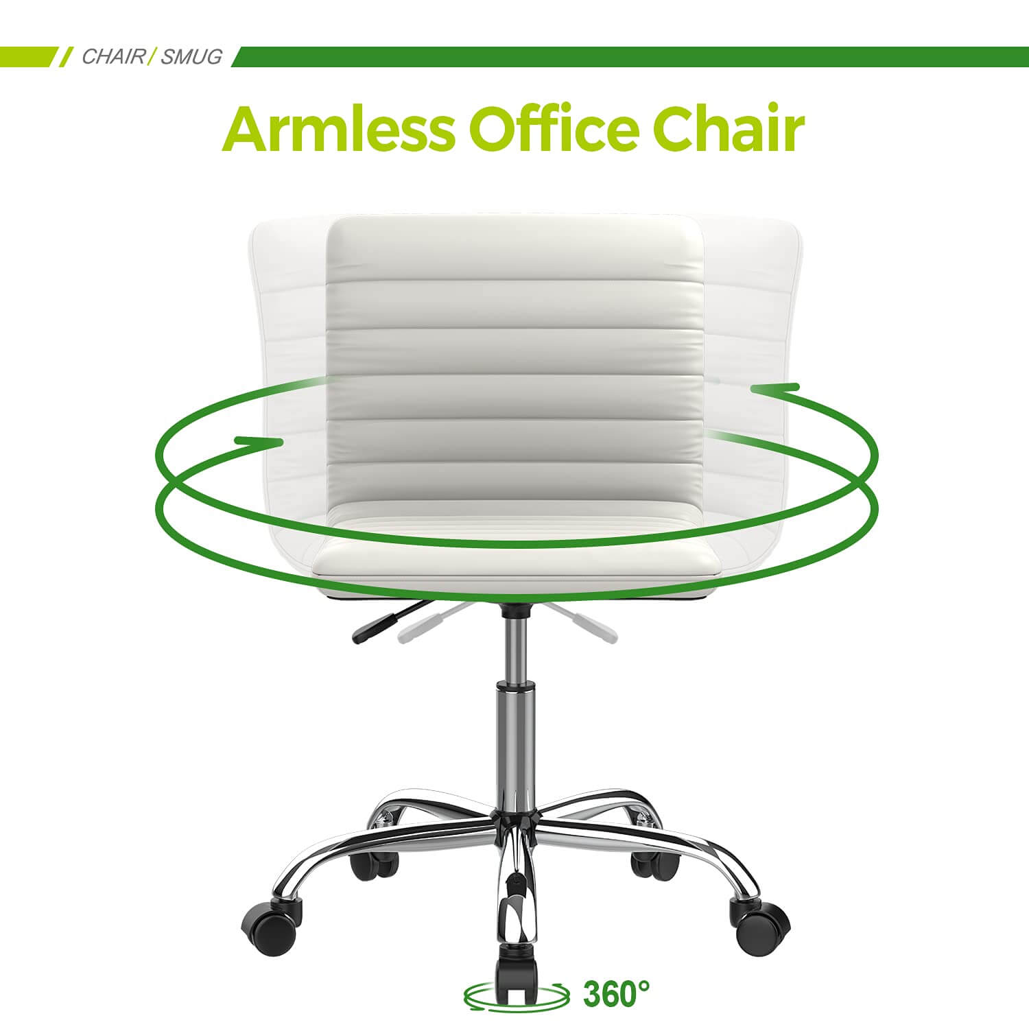 Ergonomic Armless Leather Swivel Office Chair for Home Study Comfort