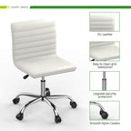 Ergonomic Armless Leather Swivel Office Chair for Home Study Comfort