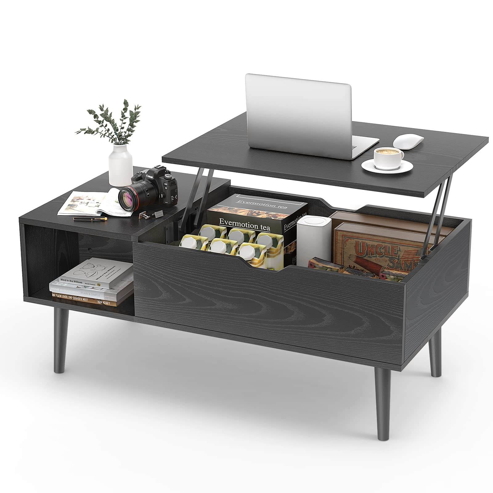 Versatile Lift-Top Coffee Table, Hidden Storage, Adjustable Height, Modern Living Room