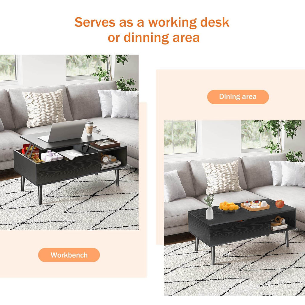 Versatile Lift-Top Coffee Table, Hidden Storage, Adjustable Height, Modern Living Room
