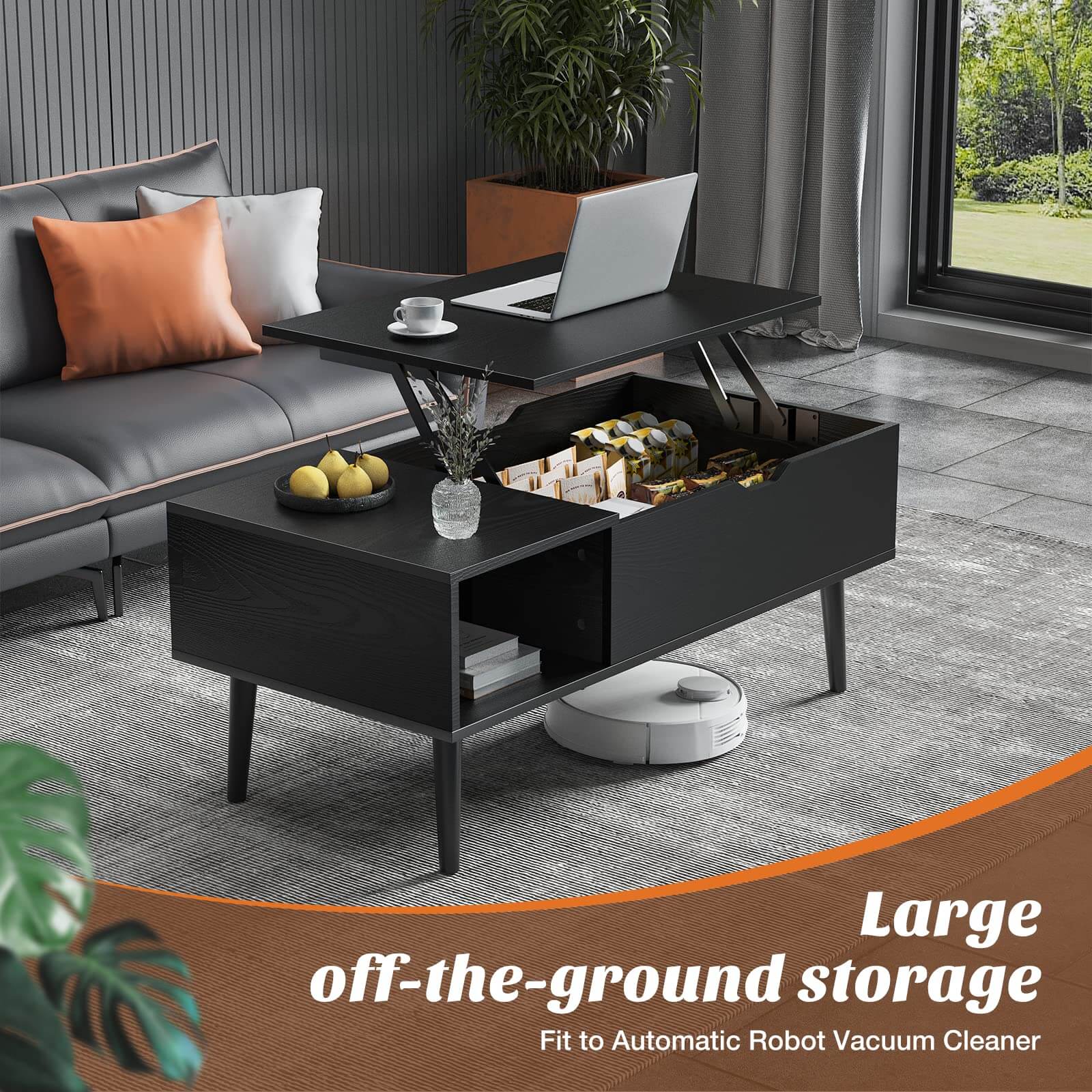 Versatile Lift-Top Coffee Table, Hidden Storage, Adjustable Height, Modern Living Room
