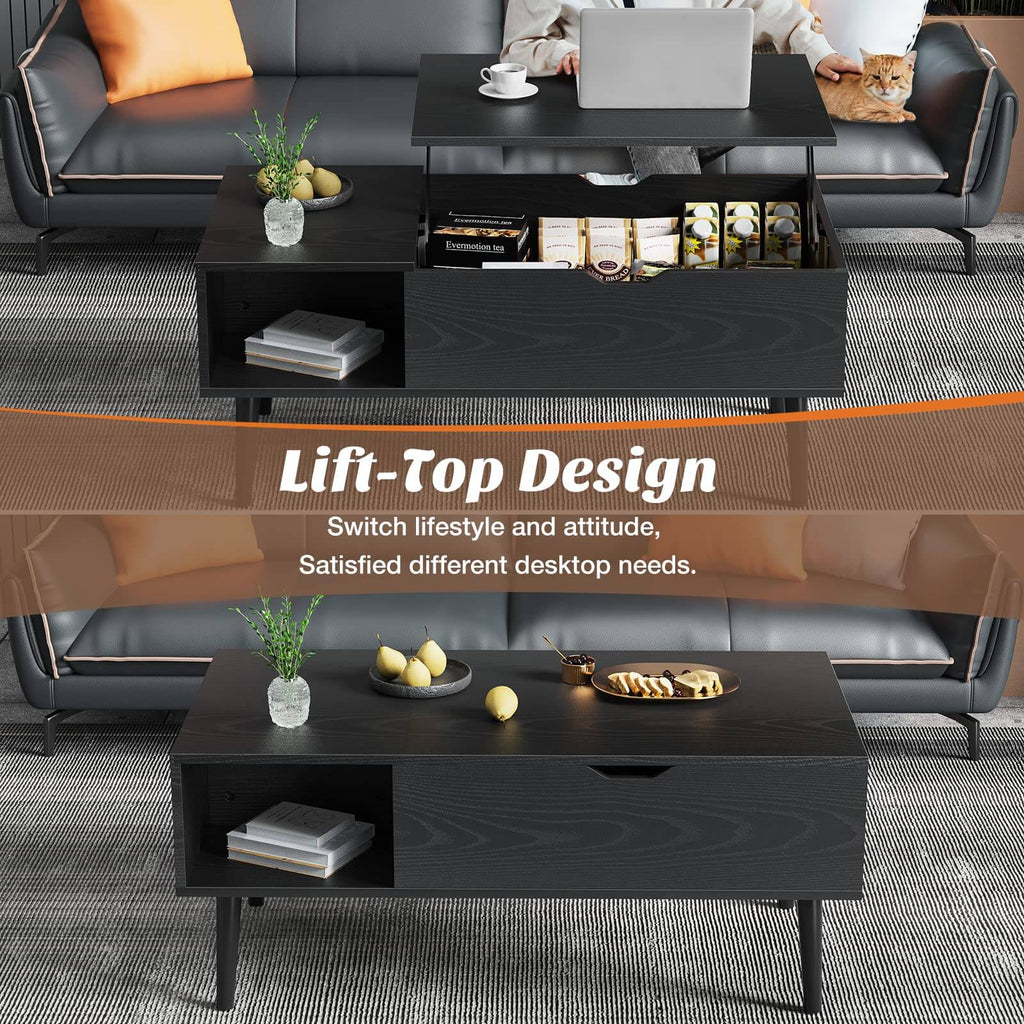 Versatile Lift-Top Coffee Table, Hidden Storage, Adjustable Height, Modern Living Room
