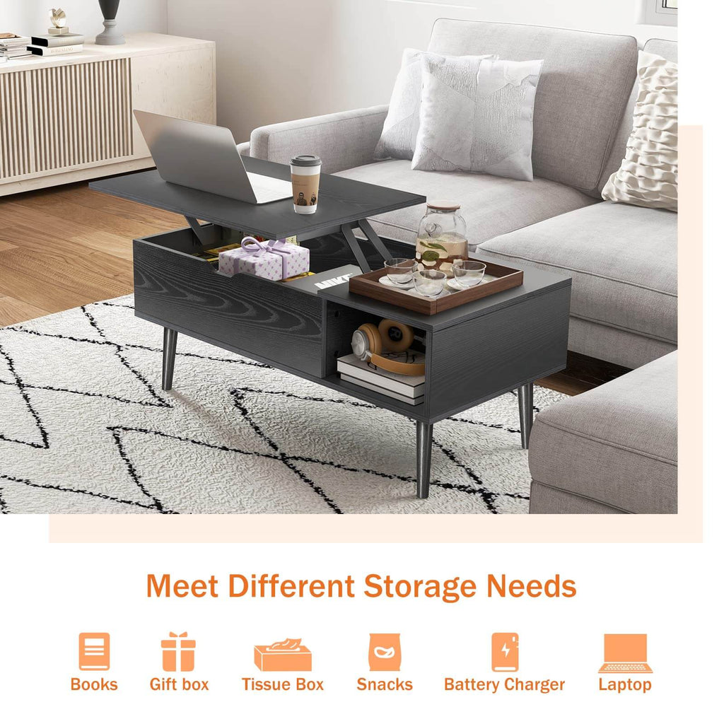 Versatile Lift-Top Coffee Table, Hidden Storage, Adjustable Height, Modern Living Room