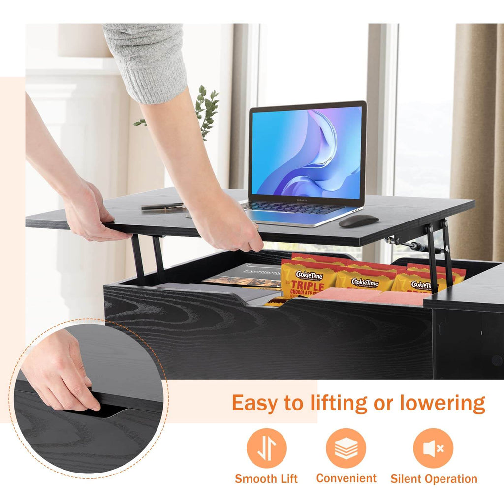 Versatile Lift-Top Coffee Table, Hidden Storage, Adjustable Height, Modern Living Room