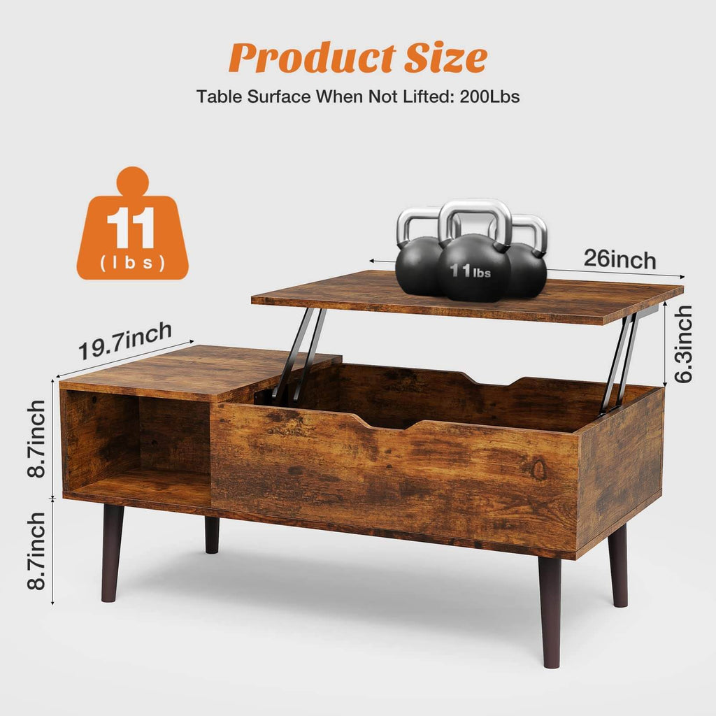 Versatile Lift-Top Coffee Table, Hidden Storage, Adjustable Height, Modern Living Room