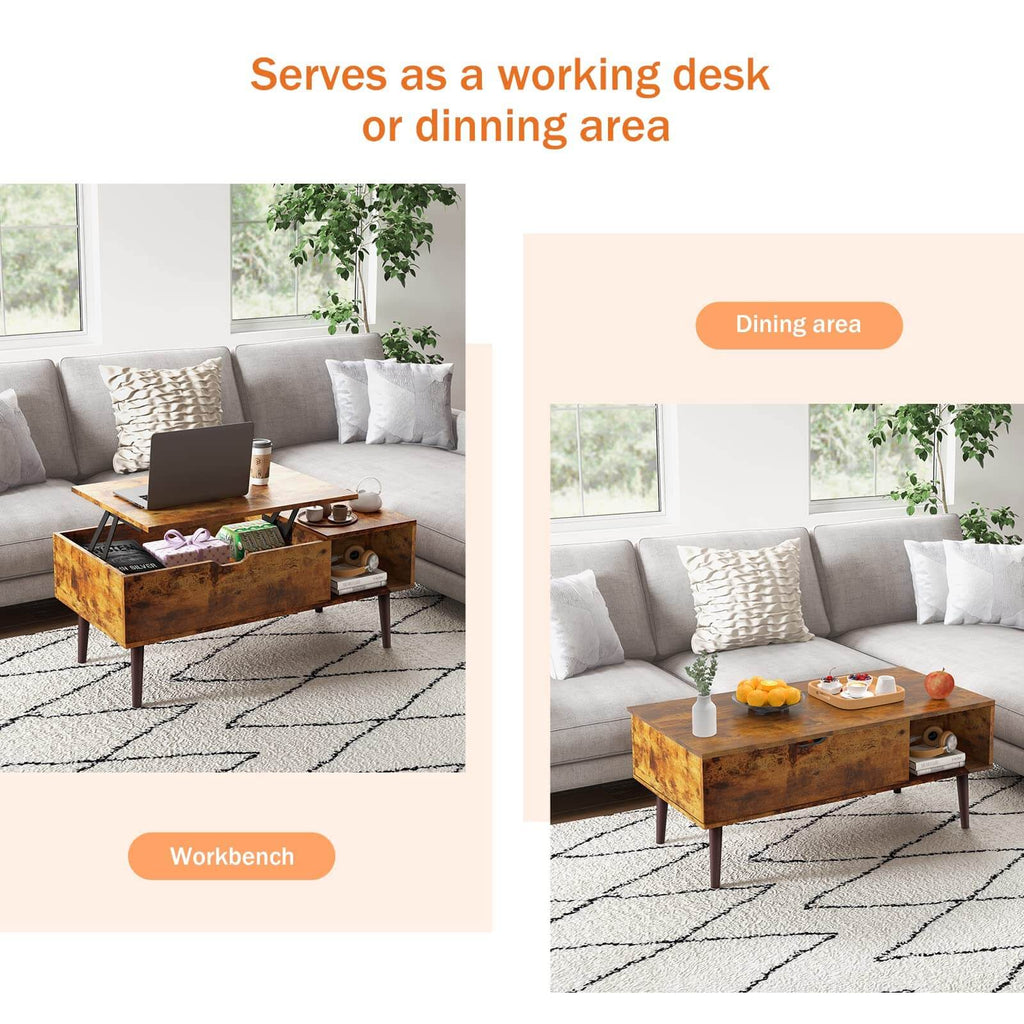 Versatile Lift-Top Coffee Table, Hidden Storage, Adjustable Height, Modern Living Room