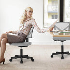Compact Ergonomic Lumbar Support Office Chair Armless Design Adjustable Height Swivel