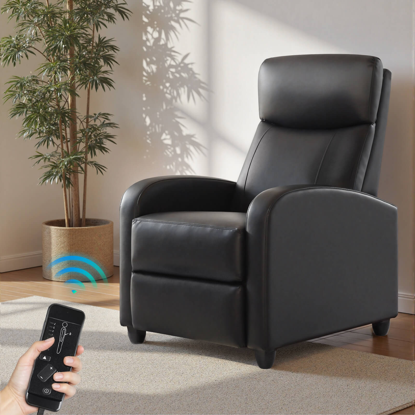 Adjustable Manual Recliner Chair with Massage, Heat, and Lumbar Support