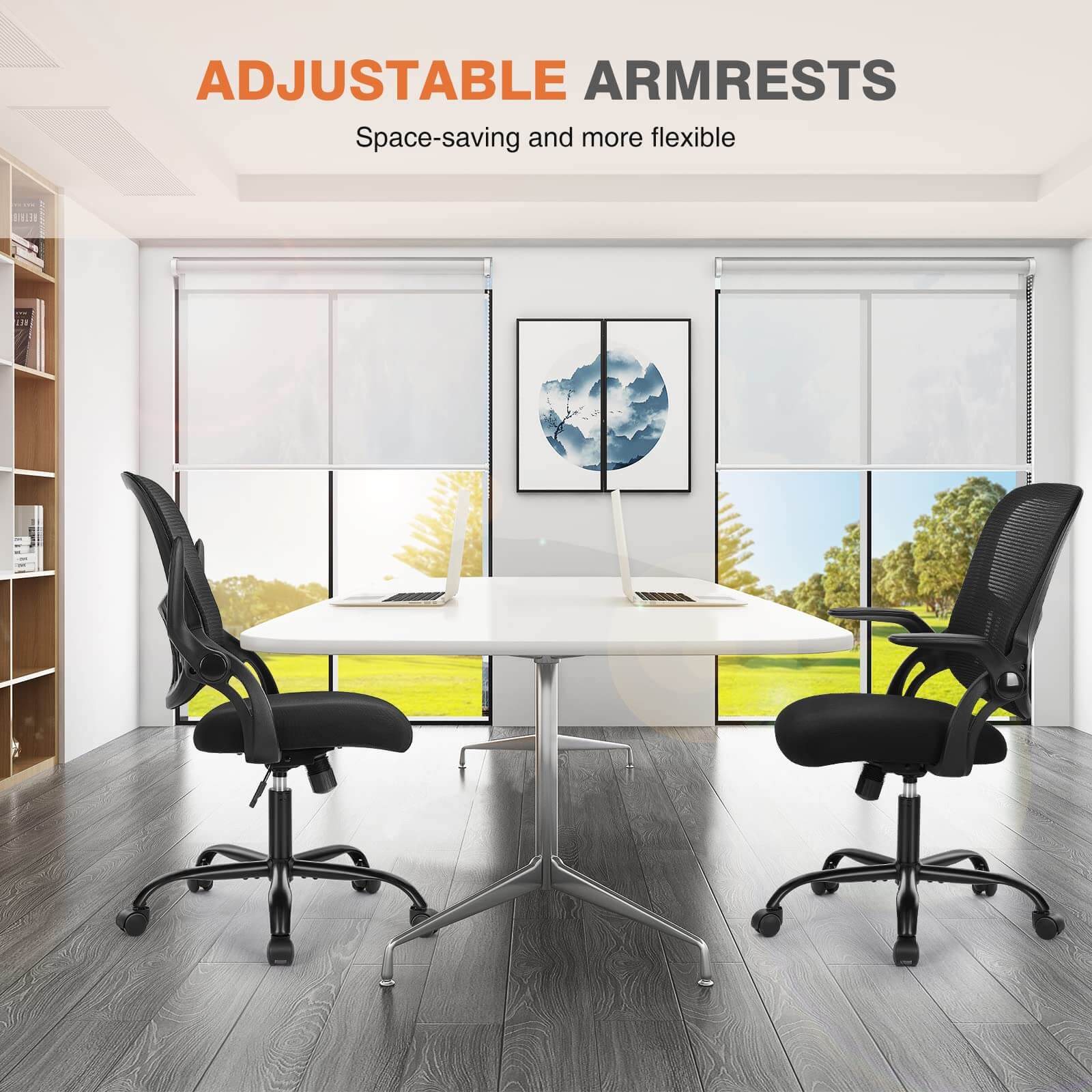 Ergonomic Mesh Office Chair with Flip-up Armrests and Lumbar Support
