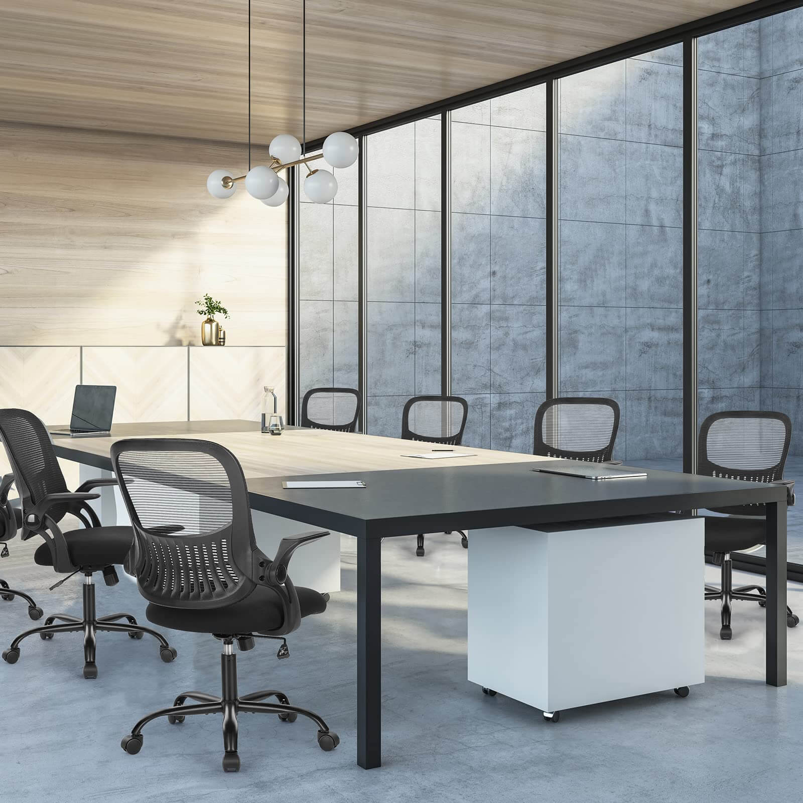 Ergonomic Mesh Office Chair with Flip-up Armrests and Lumbar Support