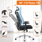 Ergonomic Office Chair with 135° Recline, Adjustable Lumbar Support, Breathable Mesh