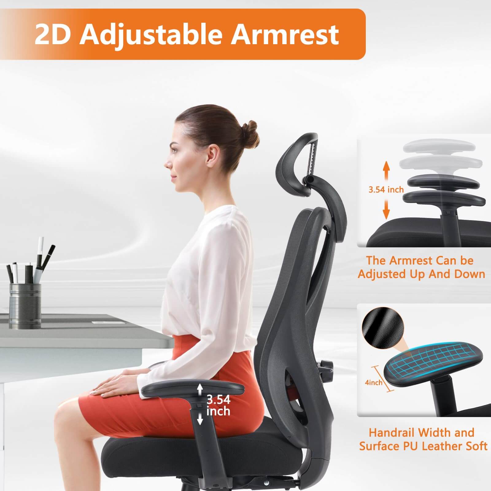 Ergonomic Office Chair with 135° Recline, Adjustable Lumbar Support, Breathable Mesh