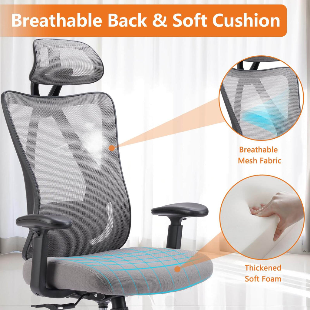 Ergonomic Office Chair with 135° Recline, Adjustable Lumbar Support, Breathable Mesh