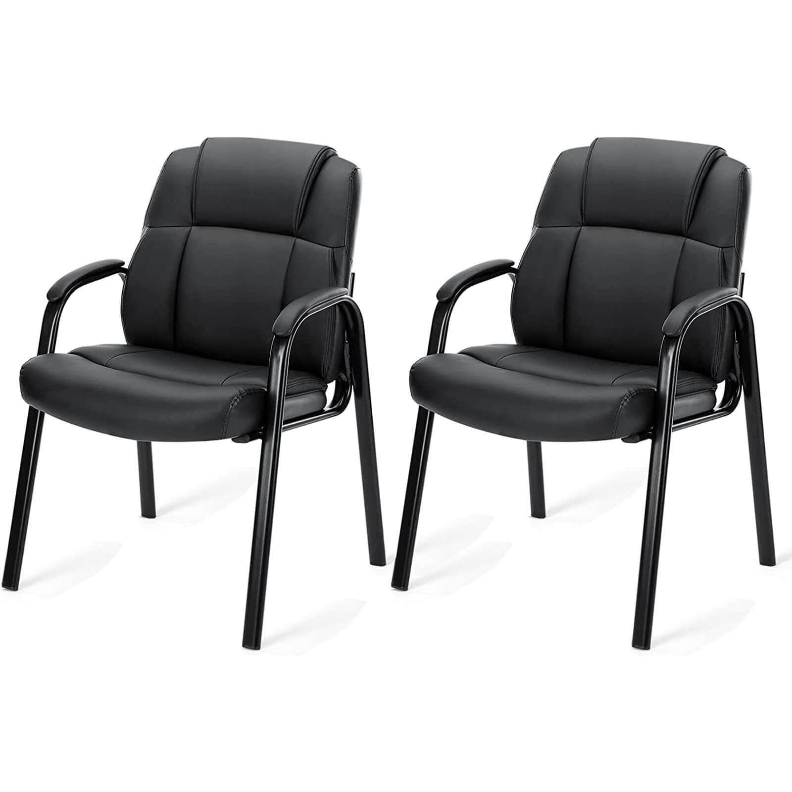 Padded PU Leather Conference Guest Chair with Armrests for Office Meeting Rooms