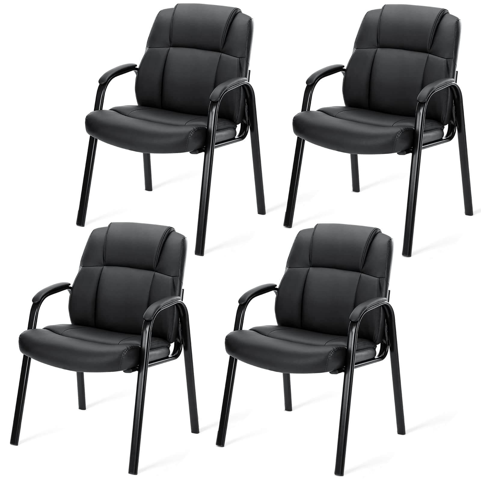 Padded PU Leather Conference Guest Chair with Armrests for Office Meeting Rooms