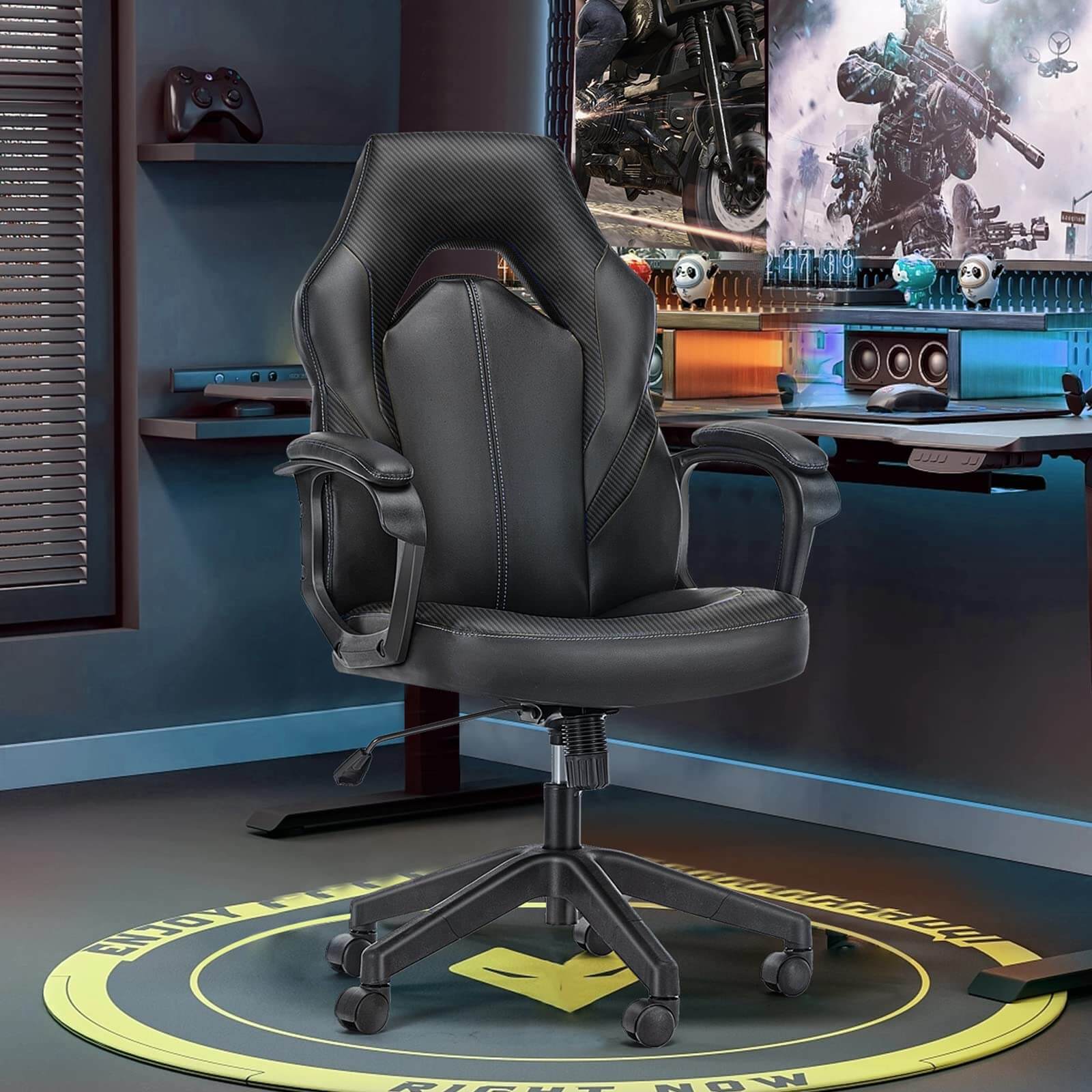 Premium PU Leather Ergonomic Gaming Office Chair with Adjustable Lumbar Support
