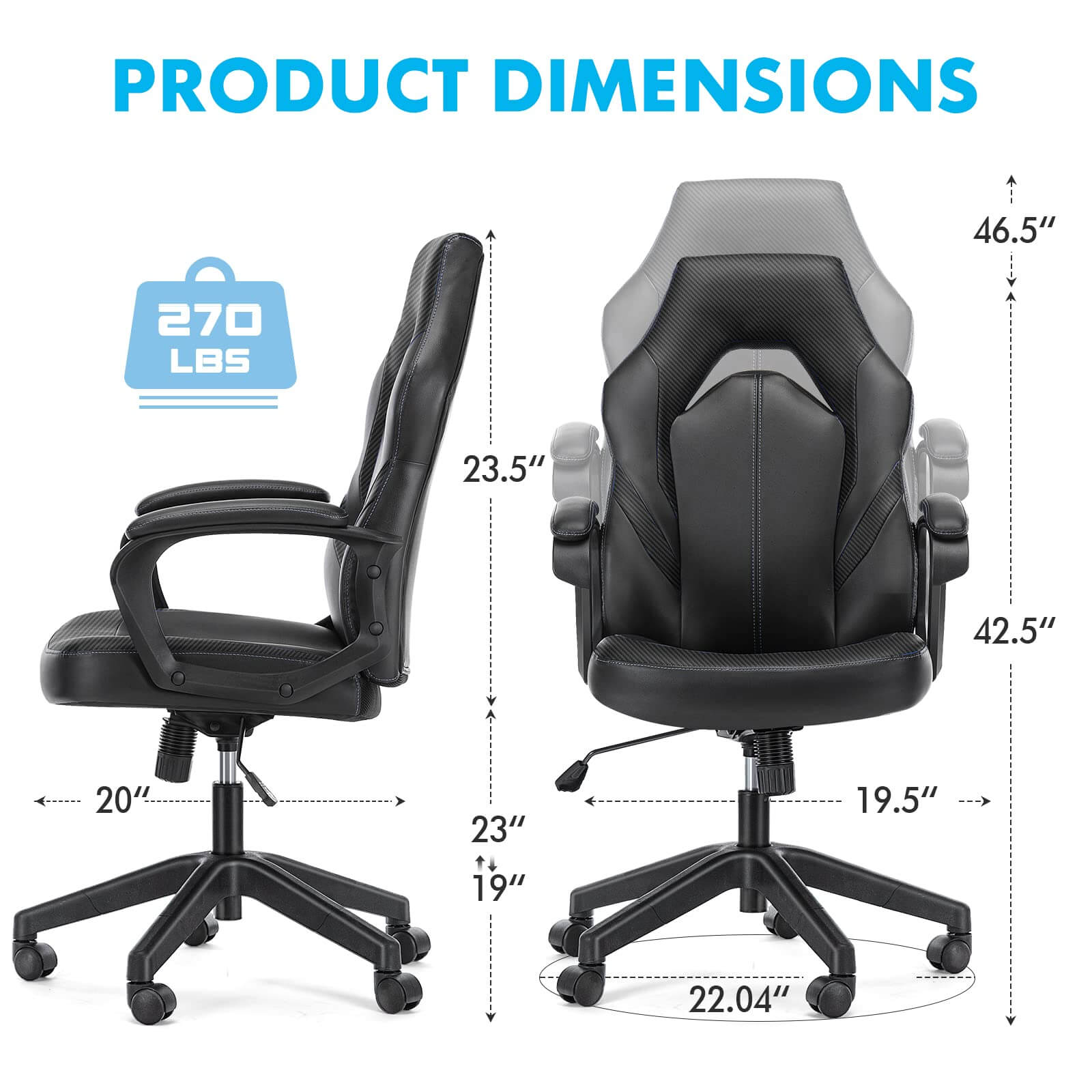 Premium PU Leather Ergonomic Gaming Office Chair with Adjustable Lumbar Support