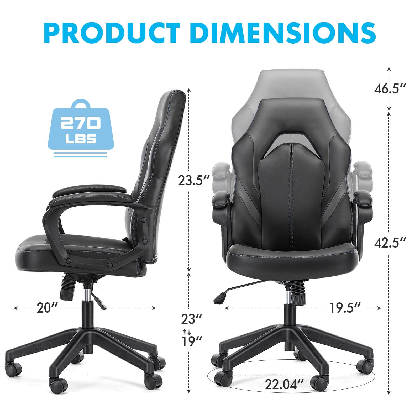 Premium PU Leather Ergonomic Gaming Office Chair with Adjustable Lumbar Support