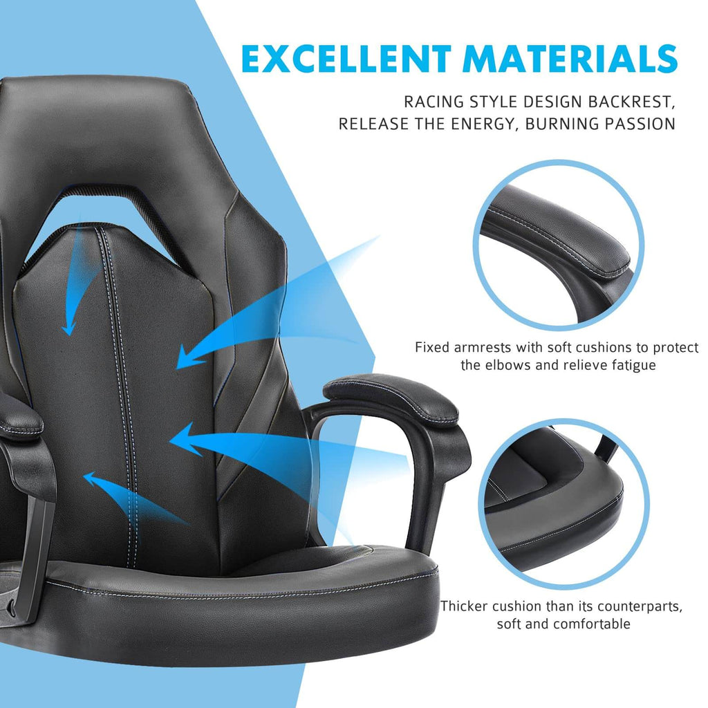 Premium PU Leather Ergonomic Gaming Office Chair with Adjustable Lumbar Support