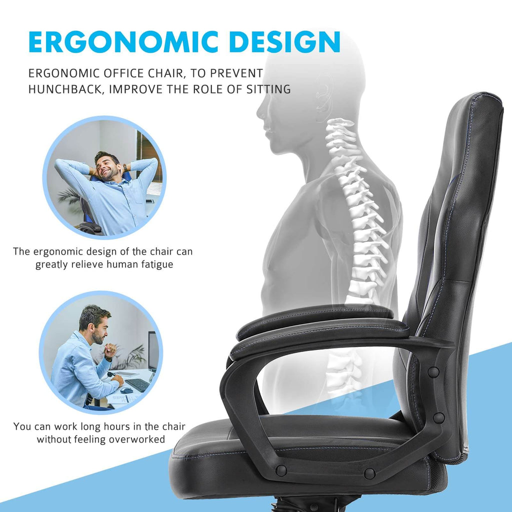 Premium PU Leather Ergonomic Gaming Office Chair with Adjustable Lumbar Support