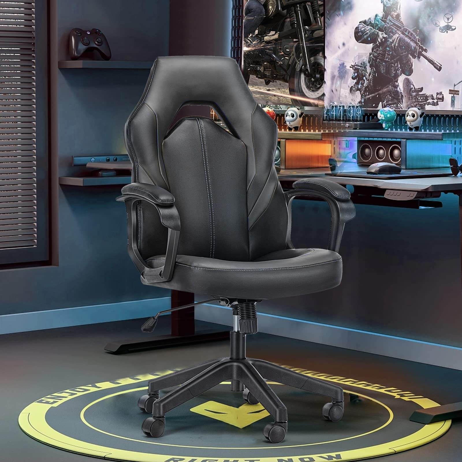 Premium PU Leather Ergonomic Gaming Office Chair with Adjustable Lumbar Support