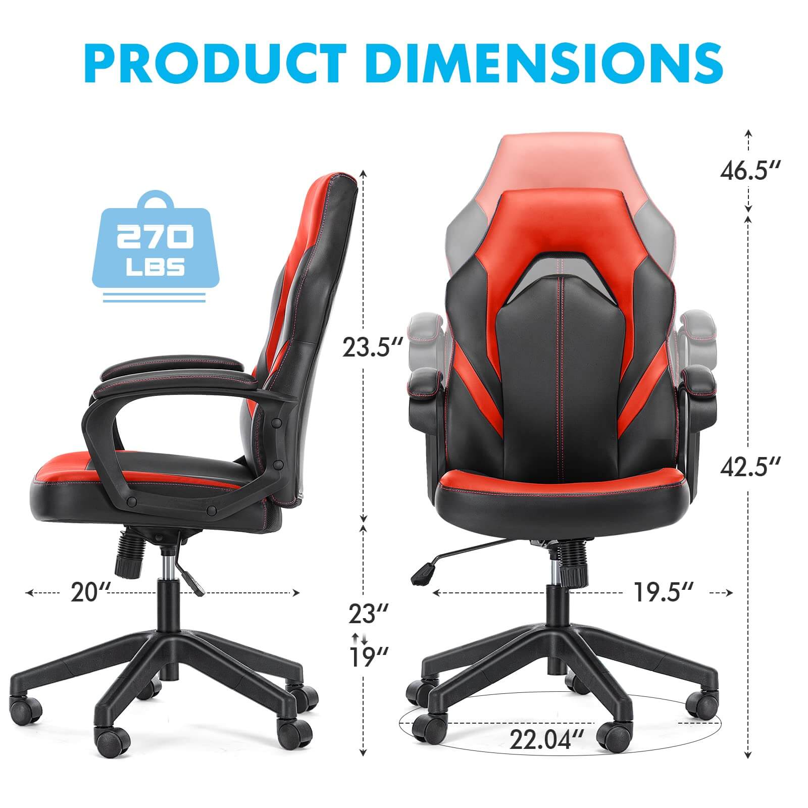 Premium PU Leather Ergonomic Gaming Office Chair with Adjustable Lumbar Support