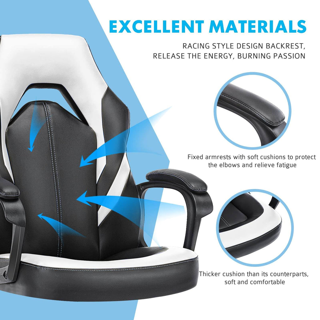 Premium PU Leather Ergonomic Gaming Office Chair with Adjustable Lumbar Support