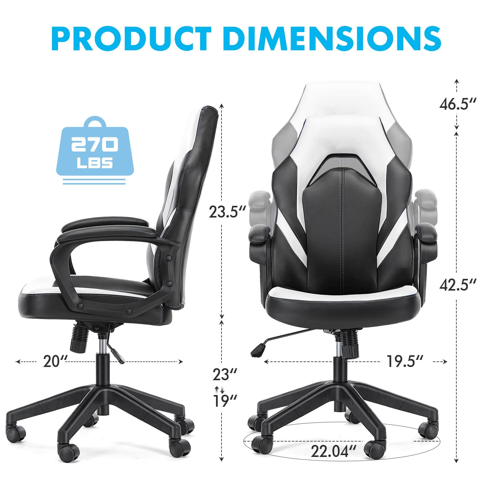 Premium PU Leather Ergonomic Gaming Office Chair with Adjustable Lumbar Support