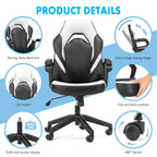 Premium PU Leather Ergonomic Gaming Office Chair with Adjustable Lumbar Support