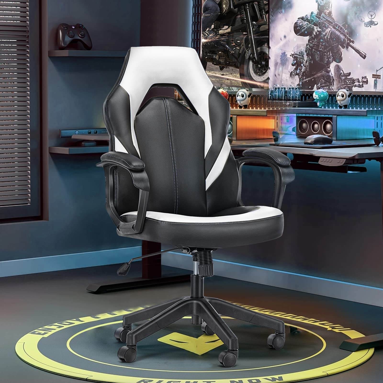 Premium PU Leather Ergonomic Gaming Office Chair with Adjustable Lumbar Support
